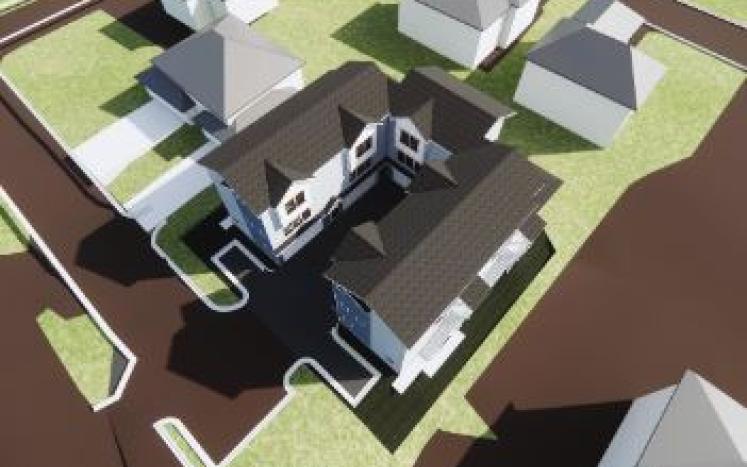 Birds eye view of proposed 5-unit townhomes